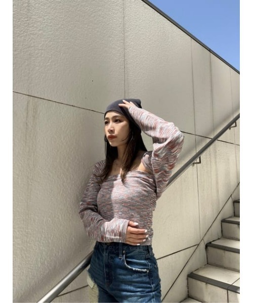 LAGUA GEM（ラグアジェム）の「KNIT BOLERO SET ボレロ（ニット/セーター・レディース・オレンジ/グレー/カーキ・FREE）」の7枚目の写真