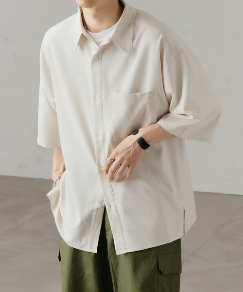epnok(エプノック)の「スラブツイルルーズシャツ(シャツ/ブラウス・メンズ・ベージュ/ピンク/ブルー・SMALL/MEDIUM/LARGE)」の1枚目の写真