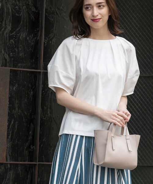 シルキースーピマランタンスリーブカットソー/ボリュームスリーブ【洗濯機洗い可】