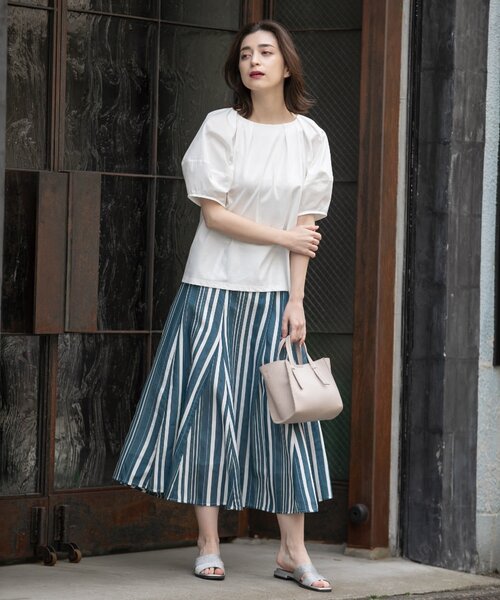 シルキースーピマランタンスリーブカットソー/ボリュームスリーブ【洗濯機洗い可】