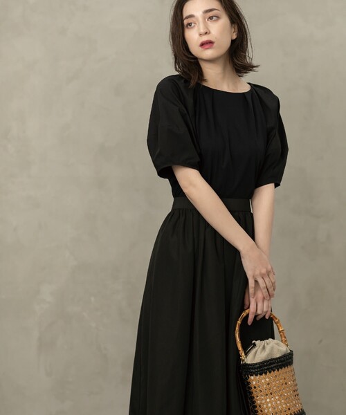 シルキースーピマランタンスリーブカットソー/ボリュームスリーブ【洗濯機洗い可】