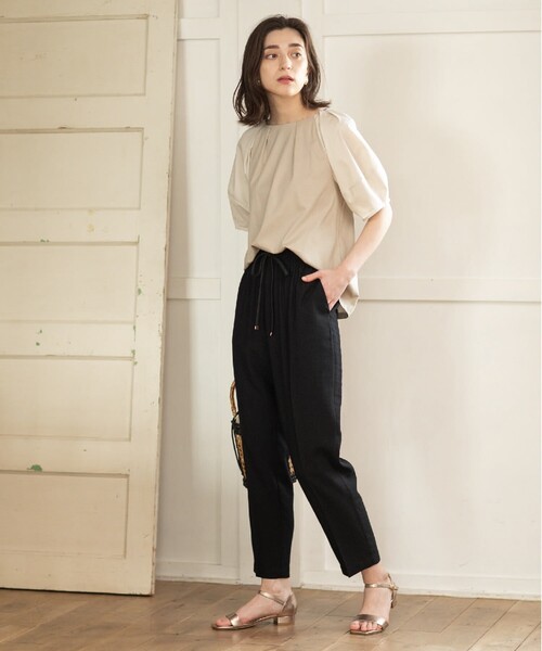OPAQUE.CLIP(オペークドットクリップ)の「◆シルキースーピマ ランタンスリーブカットソー/ボリュームスリーブ【洗濯機洗い可】(Tシャツ/カットソー・レディース・ブラウン系その他/オフホワイト/ベージュ/ブラック・42/40/38/36/34)」の19枚目の写真