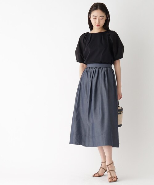 OPAQUE.CLIP(オペークドットクリップ)の「◆シルキースーピマ ランタンスリーブカットソー/ボリュームスリーブ【洗濯機洗い可】(Tシャツ/カットソー・レディース・ブラウン系その他/オフホワイト/ベージュ/ブラック・42/40/38/36/34)」の20枚目の写真