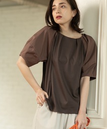 OPAQUE.CLIP | シルキースーピマ ランタンスリーブカットソー/ボリュームスリーブ【洗濯機洗い可】(Tシャツ/カットソー)