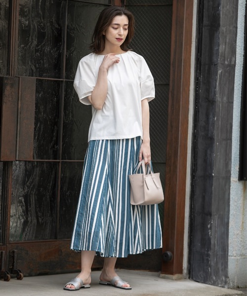 OPAQUE.CLIP(オペークドットクリップ)の「◆シルキースーピマ ランタンスリーブカットソー/ボリュームスリーブ【洗濯機洗い可】(Tシャツ/カットソー・レディース・ブラウン系その他/オフホワイト/ベージュ/ブラック・42/40/38/36/34)」の21枚目の写真