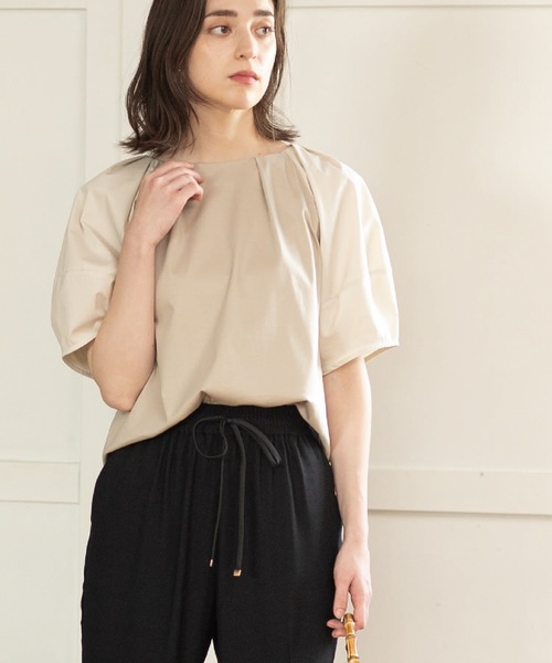 OPAQUE.CLIP(オペークドットクリップ)の「◆シルキースーピマ ランタンスリーブカットソー/ボリュームスリーブ【洗濯機洗い可】(Tシャツ/カットソー・レディース・ブラウン系その他/オフホワイト/ベージュ/ブラック・42/40/38/36/34)」の15枚目の写真