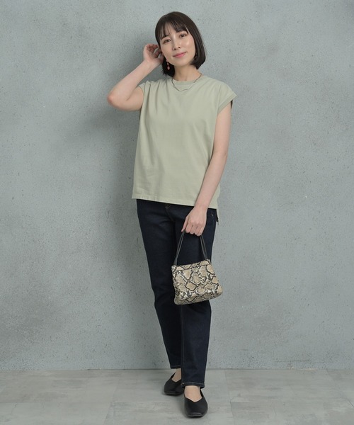 Arinomama(アリノママ)の「Arinomama 16sピグメント天竺フレンチスリーブTシャツ(Tシャツ/カットソー・レディース・ブルー/オレンジ/グリーン/グレー/ブラック・FREE)」の3枚目の写真