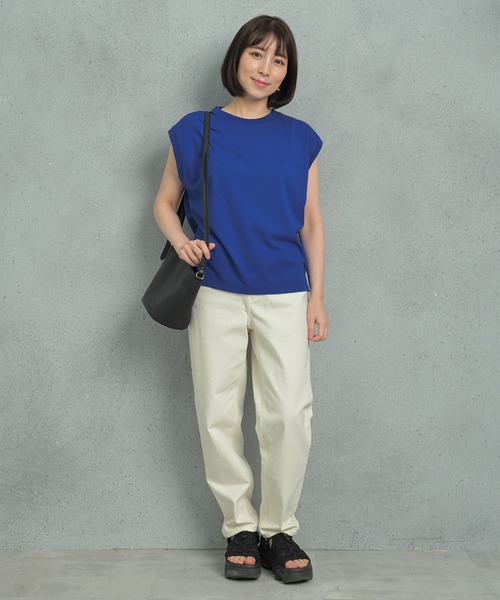 Arinomama(アリノママ)の「Arinomama 16sピグメント天竺フレンチスリーブTシャツ(Tシャツ/カットソー・レディース・ブルー/オレンジ/グリーン/グレー/ブラック・FREE)」の5枚目の写真