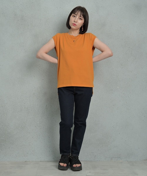 Arinomama(アリノママ)の「Arinomama 16sピグメント天竺フレンチスリーブTシャツ(Tシャツ/カットソー・レディース・ブルー/オレンジ/グリーン/グレー/ブラック・FREE)」の22枚目の写真