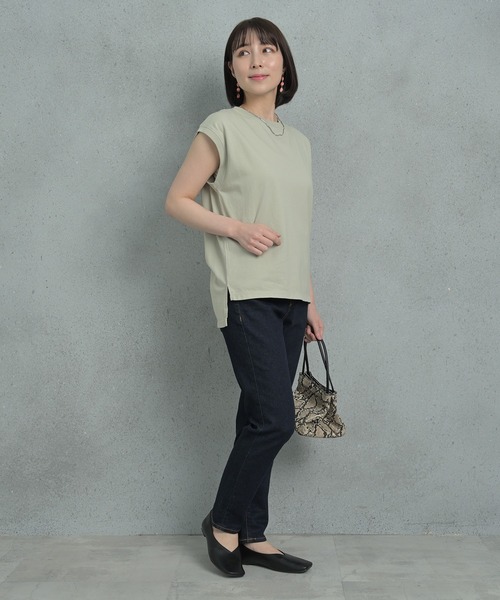 Arinomama(アリノママ)の「Arinomama 16sピグメント天竺フレンチスリーブTシャツ(Tシャツ/カットソー・レディース・ブルー/オレンジ/グリーン/グレー/ブラック・FREE)」の18枚目の写真