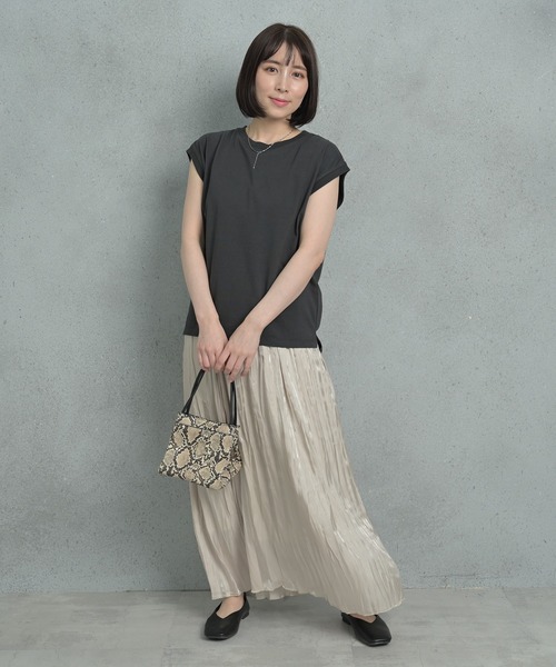 Arinomama(アリノママ)の「Arinomama 16sピグメント天竺フレンチスリーブTシャツ(Tシャツ/カットソー・レディース・ブルー/オレンジ/グリーン/グレー/ブラック・FREE)」の16枚目の写真
