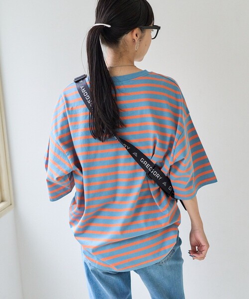 「FREAK'S STORE」 「AMERICANA」半袖カットソー フリ- ネイビー レディース FREAK'S STORE（フリークスストア）の「ボーダーBIG半袖Tシャツ