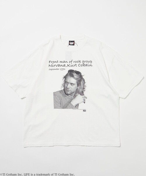 LIFE(ライフ)の「LIFE/ライフ 別注 カート・コバーン コラボフォト Tシャツ/SP LIFE Kurt Cobain Dot Tee(Tシャツ/カットソー・メンズ・オフホワイト/グレー・MEDIUM/LARGE)」の9枚目の写真