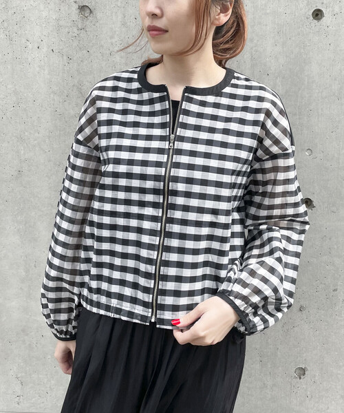 COMME CA ISM(コムサイズム)の「シアーブルゾン(ブルゾン・レディース・ブラック/チェック・MEDIUM/LARGE)」の22枚目の写真