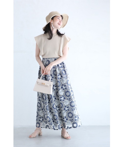 cawaii(カワイイ)の「(紺)切り絵花レース浮かぶロングスカート(スカート・レディース・ネイビー・FREE)」の17枚目の写真