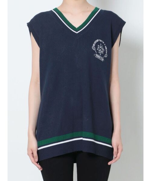 WONDER VISITOR(ワンダービジター)の「【WONDER VISITOR×EMODA】エンブレムロゴニットベスト(ベスト・レディース・ホワイト/ネイビー・FREE)」の16枚目の写真