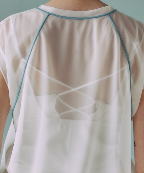 o*.様 【PUBLIC TOKYO/ パブリックトウキョウ】シアー半袖Tシャツ セール】レイヤーシアーTOP/シースルートップス（Tシャツ