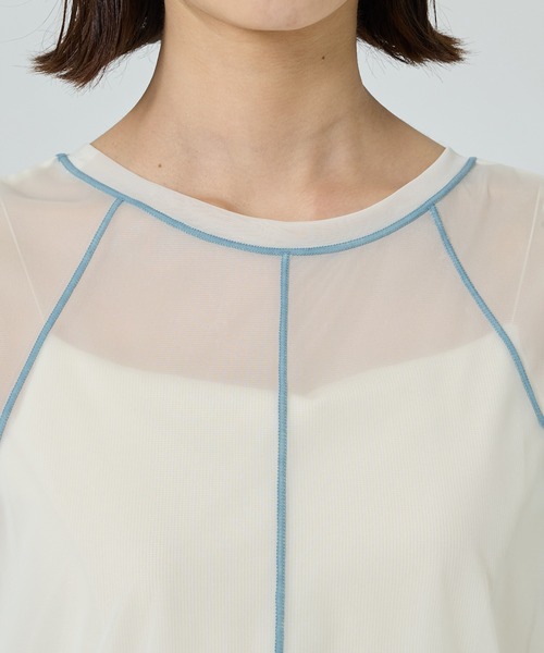 【二の腕華奢見え・涼しい・2way】バイカラーシアートップ/シースルートップス（Tシャツ/カットソー）｜PUBLIC TOKYO（パブリックトウキョウ）