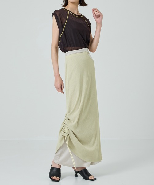 【二の腕華奢見え・涼しい・2way】バイカラーシアートップ/シースルートップス（Tシャツ/カットソー）｜PUBLIC TOKYO（パブリックトウキョウ）