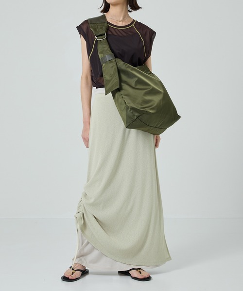 【二の腕華奢見え・涼しい・2way】バイカラーシアートップ/シースルートップス（Tシャツ/カットソー）｜PUBLIC TOKYO（パブリックトウキョウ）