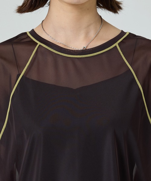 【二の腕華奢見え・涼しい・2way】バイカラーシアートップ/シースルートップス（Tシャツ/カットソー）｜PUBLIC TOKYO（パブリックトウキョウ）