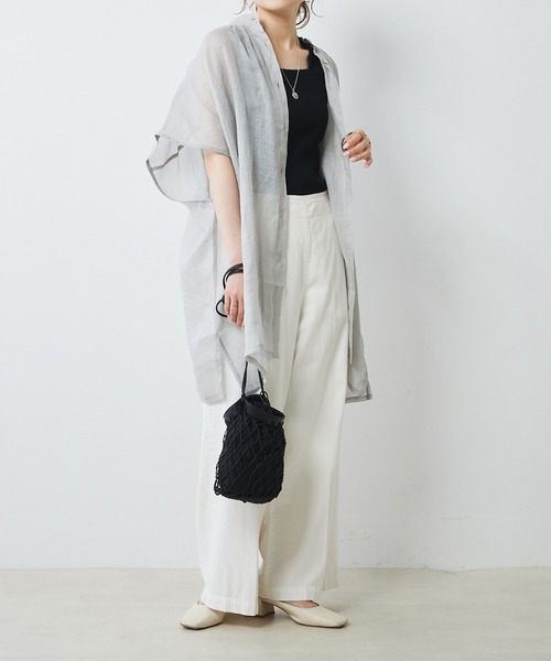 PUAL CE CIN ホワイト ノーカラージャケット PUAL CE CIN ノーカラー