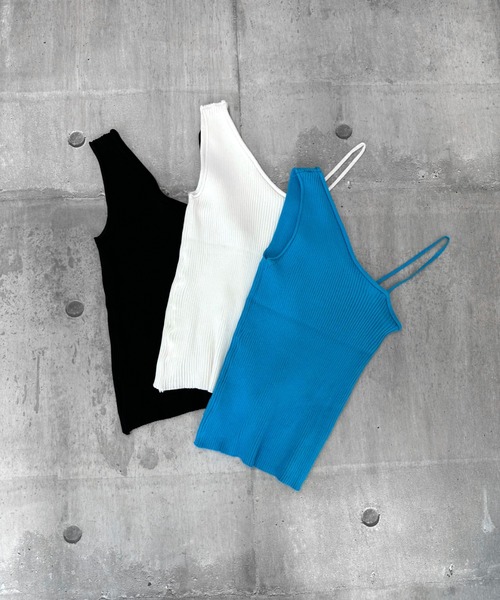 LVEU.(ラブユ.)の「【LVEU.】アシンメトリーリブタンクトップ / トップス リブ ノースリーブ キャミ タンクトップ アシンメトリー アシメ ホワイト ブラック ブルー(タンクトップ・レディース・ブルー/ブラック/ホワイト・FREE)」の19枚目の写真