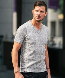 JOKER（ジョーカー）の「【JOKER】ランダムテレコVネック半袖Tシャツ メンズ タイトシルエット 無地 カットソー ホワイト 春服（Tシャツ/カットソー）」