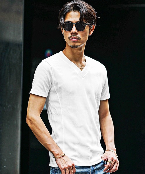 JOKER(ジョーカー)の「【JOKER】ランダムテレコVネック半袖Tシャツ メンズ タイトシルエット 無地 カットソー ホワイト 春服(Tシャツ/カットソー・メンズ・杢グレー/グレー/ブラック/ホワイト/ブルー/スミクロ/グリーン・S/XL/L/M)」の13枚目の写真