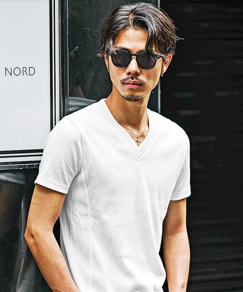 JOKER(ジョーカー)の「【JOKER】ランダムテレコVネック半袖Tシャツ メンズ タイトシルエット 無地 カットソー ホワイト 春服(Tシャツ/カットソー・メンズ・杢グレー/グレー/ブラック/ホワイト/ブルー/スミクロ/グリーン・S/XL/L/M)」の15枚目の写真