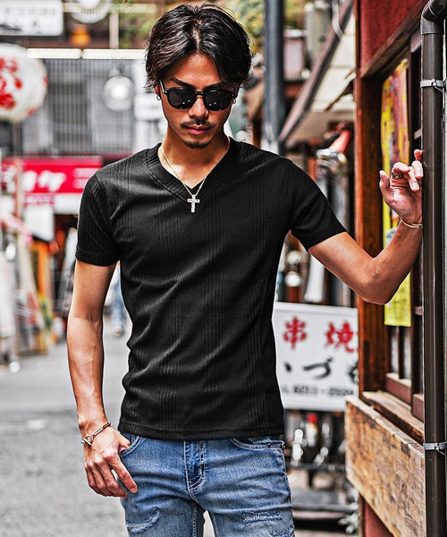 JOKER(ジョーカー)の「【JOKER】ランダムテレコVネック半袖Tシャツ メンズ タイトシルエット 無地 カットソー ホワイト 春服(Tシャツ/カットソー・メンズ・杢グレー/グレー/ブラック/ホワイト/ブルー/スミクロ/グリーン・S/XL/L/M)」の10枚目の写真