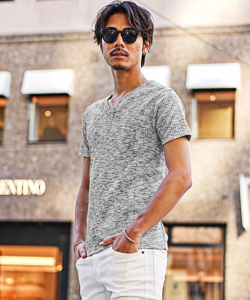 JOKER(ジョーカー)の「【JOKER】ランダムテレコVネック半袖Tシャツ メンズ タイトシルエット 無地 カットソー ホワイト 春服(Tシャツ/カットソー・メンズ・杢グレー/グレー/ブラック/ホワイト/ブルー/スミクロ/グリーン・S/XL/L/M)」の22枚目の写真