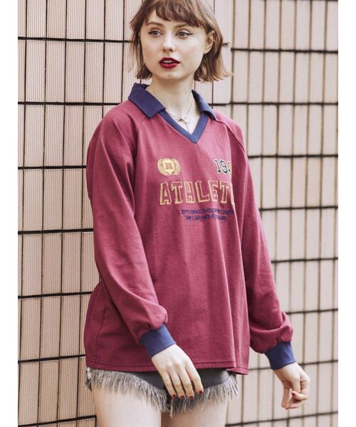 jouetie(ジュエティ)の「レトロスポーティートップス(Tシャツ/カットソー・レディース・ブラック/グリーン/ボルドー・MEDIUM)」の6枚目の写真