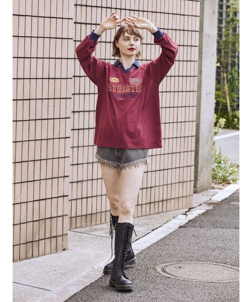jouetie(ジュエティ)の「レトロスポーティートップス(Tシャツ/カットソー・レディース・ブラック/グリーン/ボルドー・MEDIUM)」の18枚目の写真