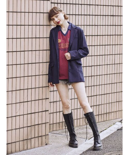 jouetie(ジュエティ)の「レトロスポーティートップス(Tシャツ/カットソー・レディース・ブラック/グリーン/ボルドー・MEDIUM)」の13枚目の写真