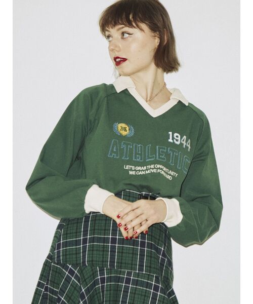 jouetie(ジュエティ)の「レトロスポーティートップス(Tシャツ/カットソー・レディース・ブラック/グリーン/ボルドー・MEDIUM)」の10枚目の写真
