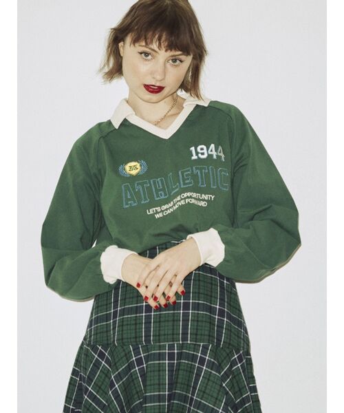 jouetie(ジュエティ)の「レトロスポーティートップス(Tシャツ/カットソー・レディース・ブラック/グリーン/ボルドー・MEDIUM)」の7枚目の写真
