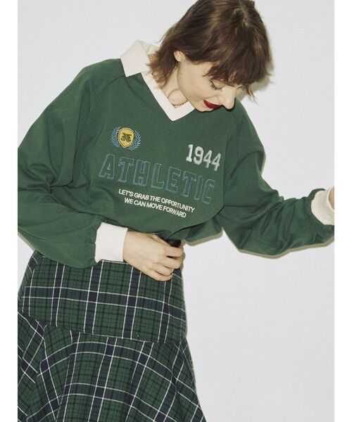 jouetie(ジュエティ)の「レトロスポーティートップス(Tシャツ/カットソー・レディース・ブラック/グリーン/ボルドー・MEDIUM)」の14枚目の写真