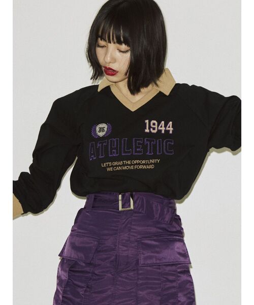 jouetie(ジュエティ)の「レトロスポーティートップス(Tシャツ/カットソー・レディース・ブラック/グリーン/ボルドー・MEDIUM)」の16枚目の写真