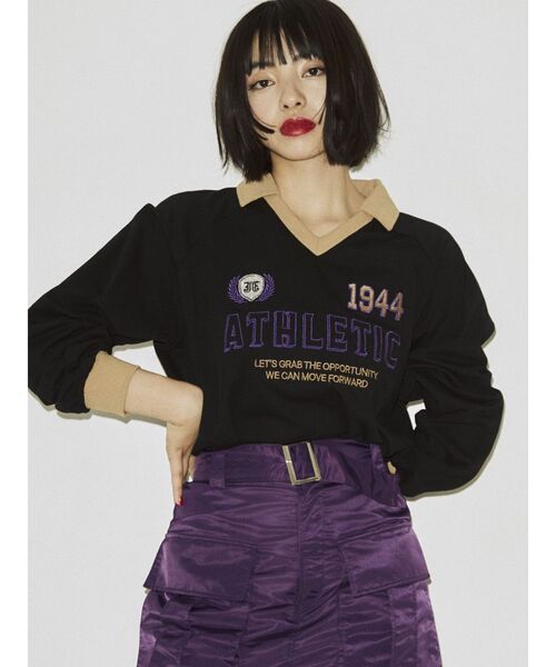 jouetie(ジュエティ)の「レトロスポーティートップス(Tシャツ/カットソー・レディース・ブラック/グリーン/ボルドー・MEDIUM)」の11枚目の写真