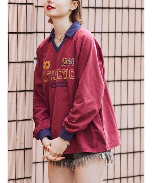 jouetie(ジュエティ)の「レトロスポーティートップス(Tシャツ/カットソー・レディース・ブラック/グリーン/ボルドー・MEDIUM)」の3枚目の写真