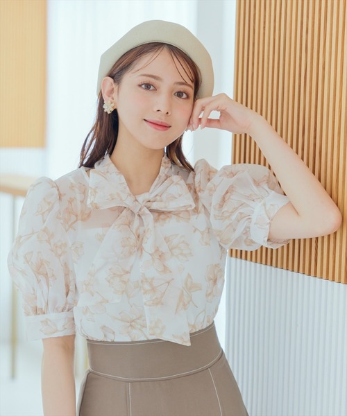 シャツ/ブラウス(半袖/袖なし) Willselection WILLSELECTION（ウィルセレクション）の「ラインフラワーリボン