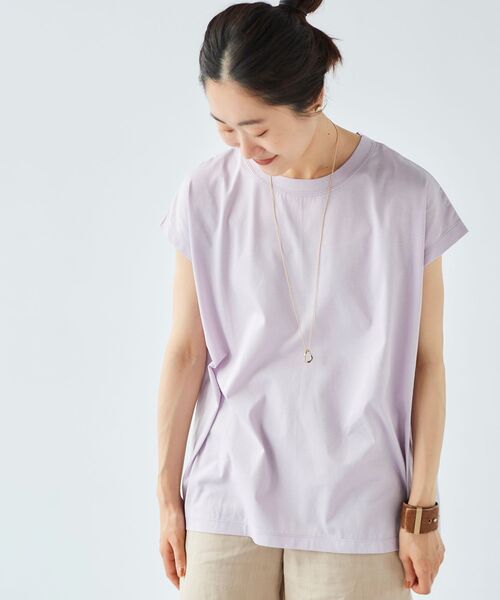 le.coeur blanc（ルクールブラン）の「オーガニックコットンフレンチスリーブTシャツ（Tシャツ/カットソー・レディース・オフホワイト/ダークグレー/ミント/ラベンダー・38）」の9枚目の写真