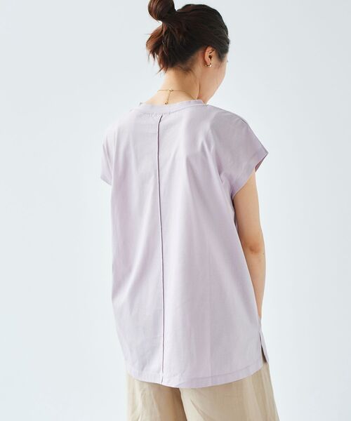 le.coeur blanc（ルクールブラン）の「オーガニックコットンフレンチスリーブTシャツ（Tシャツ/カットソー・レディース・オフホワイト/ダークグレー/ミント/ラベンダー・38）」の11枚目の写真