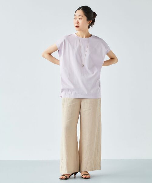 le.coeur blanc（ルクールブラン）の「オーガニックコットンフレンチスリーブTシャツ（Tシャツ/カットソー・レディース・オフホワイト/ダークグレー/ミント/ラベンダー・38）」の13枚目の写真