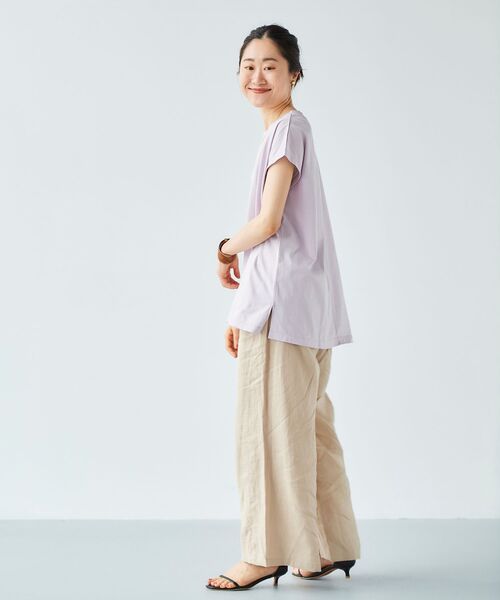 le.coeur blanc（ルクールブラン）の「オーガニックコットンフレンチスリーブTシャツ（Tシャツ/カットソー・レディース・オフホワイト/ダークグレー/ミント/ラベンダー・38）」の15枚目の写真