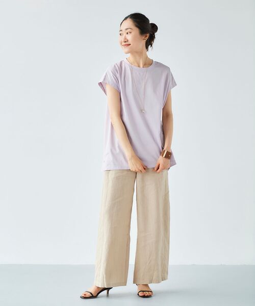 le.coeur blanc（ルクールブラン）の「オーガニックコットンフレンチスリーブTシャツ（Tシャツ/カットソー・レディース・オフホワイト/ダークグレー/ミント/ラベンダー・38）」の17枚目の写真