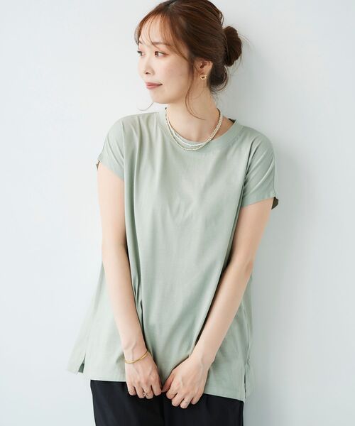 le.coeur blanc（ルクールブラン）の「オーガニックコットンフレンチスリーブTシャツ（Tシャツ/カットソー・レディース・オフホワイト/ダークグレー/ミント/ラベンダー・38）」の19枚目の写真