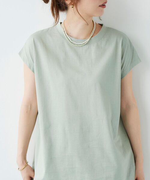 le.coeur blanc（ルクールブラン）の「オーガニックコットンフレンチスリーブTシャツ（Tシャツ/カットソー・レディース・オフホワイト/ダークグレー/ミント/ラベンダー・38）」の20枚目の写真
