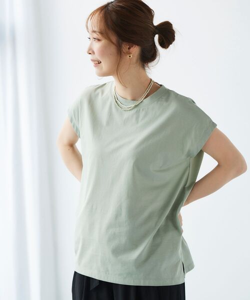 le.coeur blanc（ルクールブラン）の「オーガニックコットンフレンチスリーブTシャツ（Tシャツ/カットソー・レディース・オフホワイト/ダークグレー/ミント/ラベンダー・38）」の21枚目の写真
